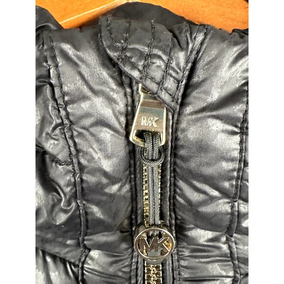 Michael Kors Leopard Print Hooded Faux Fur Puffer Jacket Coat Black Women's 1X - Picture 5 of 9